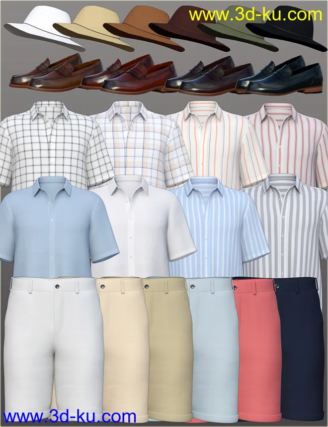 dForce H&C Summer Casual Outfits for Genesis 8 Male(s)模型的图片11
