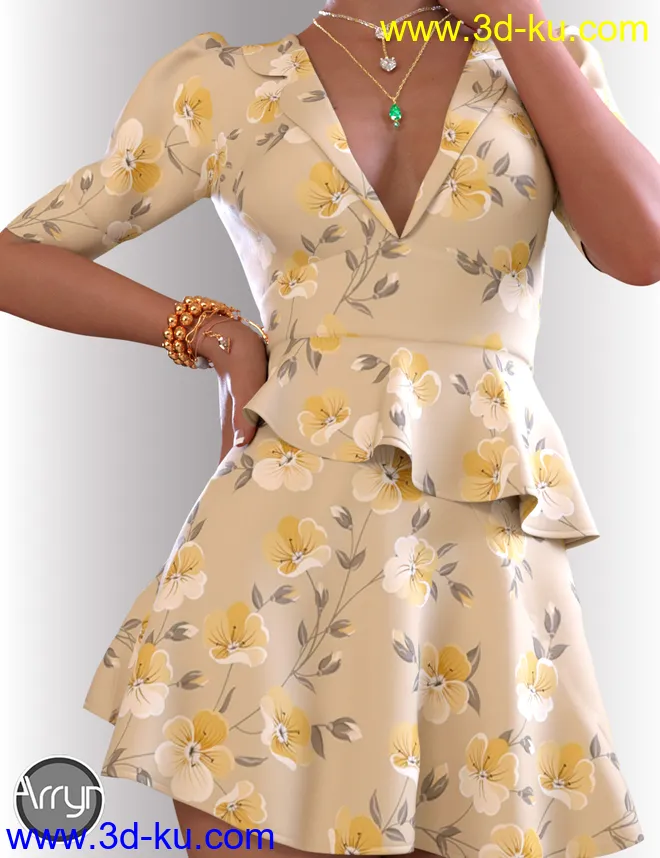 dForce Hailee Dress for Genesis 8 Female(s)模型的图片2