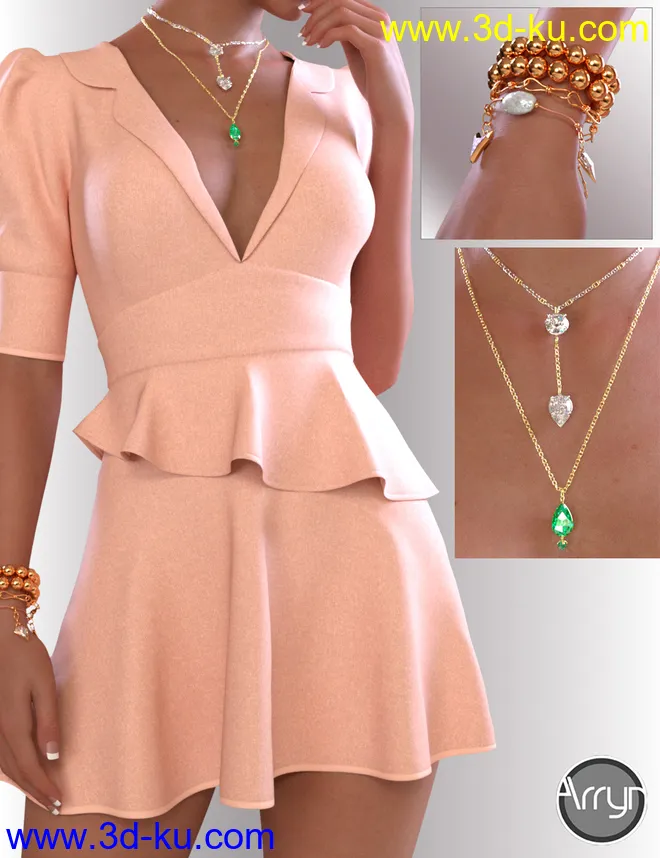 dForce Hailee Dress for Genesis 8 Female(s)模型的图片3