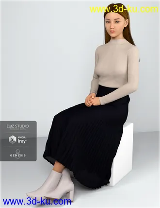 3D打印模型dForce HnC Pleated Skirt Outfit for Genesis 8 Females的图片