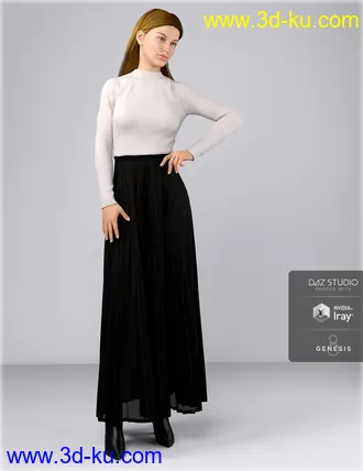 3D打印模型dForce HnC Pleated Skirt Outfit for Genesis 8 Females的图片