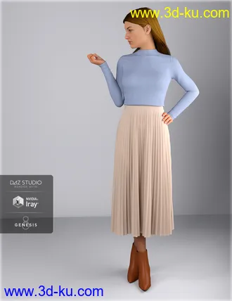 3D打印模型dForce HnC Pleated Skirt Outfit for Genesis 8 Females的图片