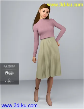 3D打印模型dForce HnC Pleated Skirt Outfit for Genesis 8 Females的图片