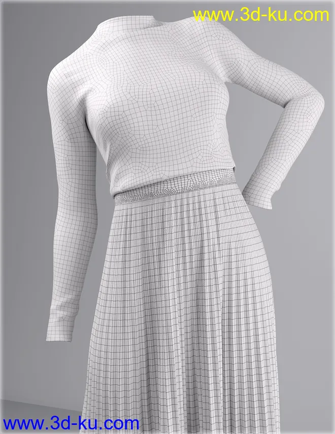 dForce HnC Pleated Skirt Outfit for Genesis 8 Females模型的图片7