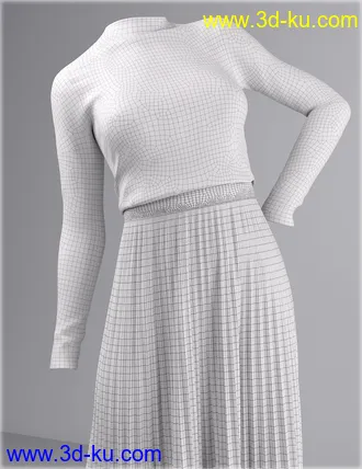 3D打印模型dForce HnC Pleated Skirt Outfit for Genesis 8 Females的图片