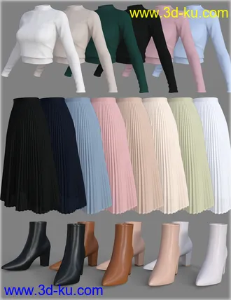 3D打印模型dForce HnC Pleated Skirt Outfit for Genesis 8 Females的图片