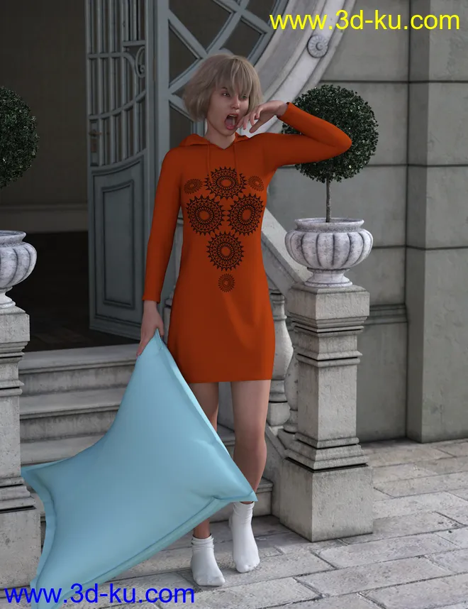 dForce Hoody Dress for Genesis 8 Female(s)模型的图片1