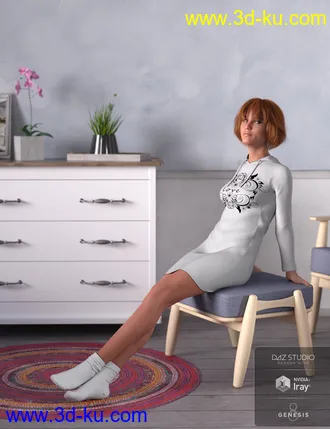 3D打印模型dForce Hoody Dress for Genesis 8 Female(s)的图片