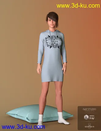 3D打印模型dForce Hoody Dress for Genesis 8 Female(s)的图片