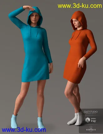 3D打印模型dForce Hoody Dress for Genesis 8 Female(s)的图片