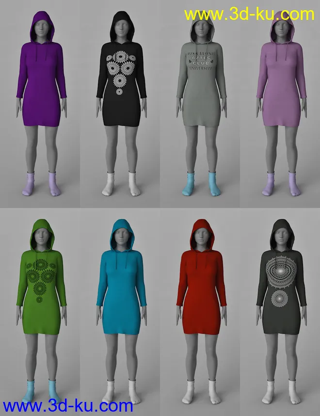 dForce Hoody Dress for Genesis 8 Female(s)模型的图片6