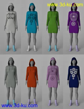 3D打印模型dForce Hoody Dress for Genesis 8 Female(s)的图片
