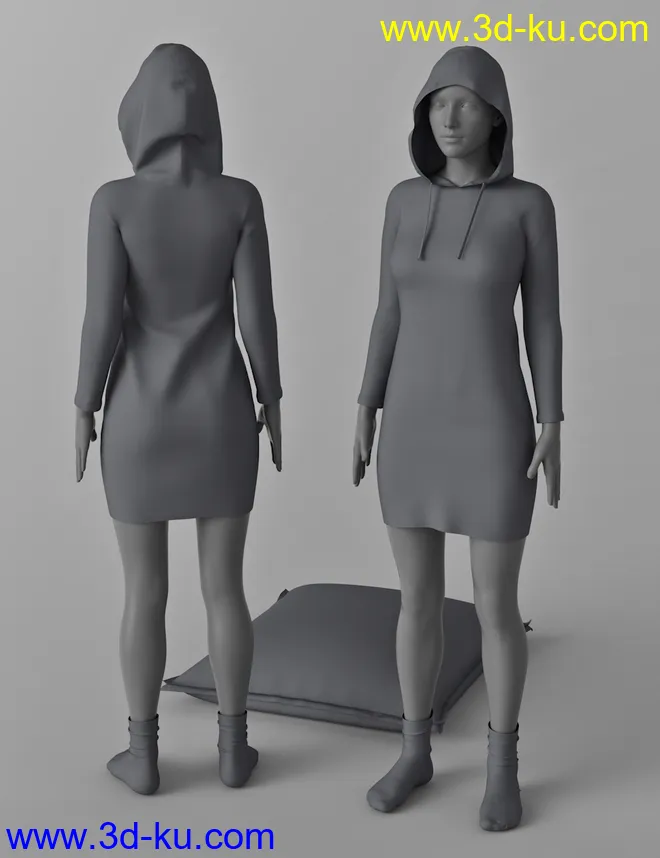 dForce Hoody Dress for Genesis 8 Female(s)模型的图片8