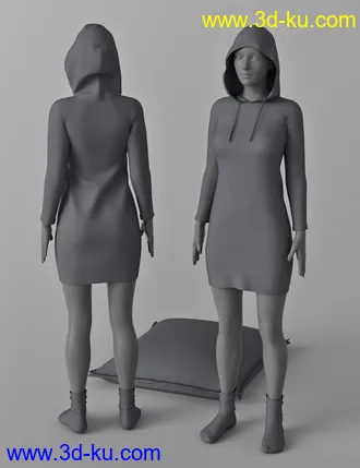 3D打印模型dForce Hoody Dress for Genesis 8 Female(s)的图片