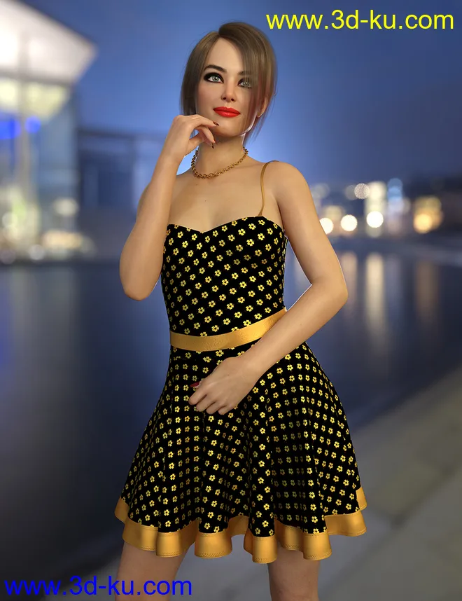 dForce Imka Dress for Genesis 8 Females模型的图片1