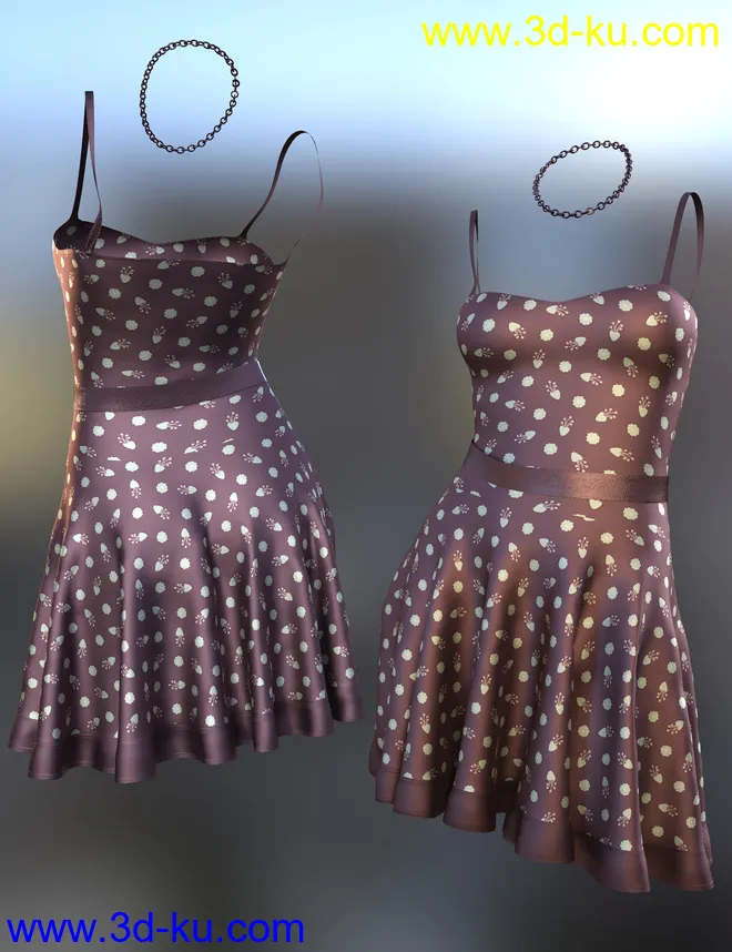 dForce Imka Dress for Genesis 8 Females模型的图片6