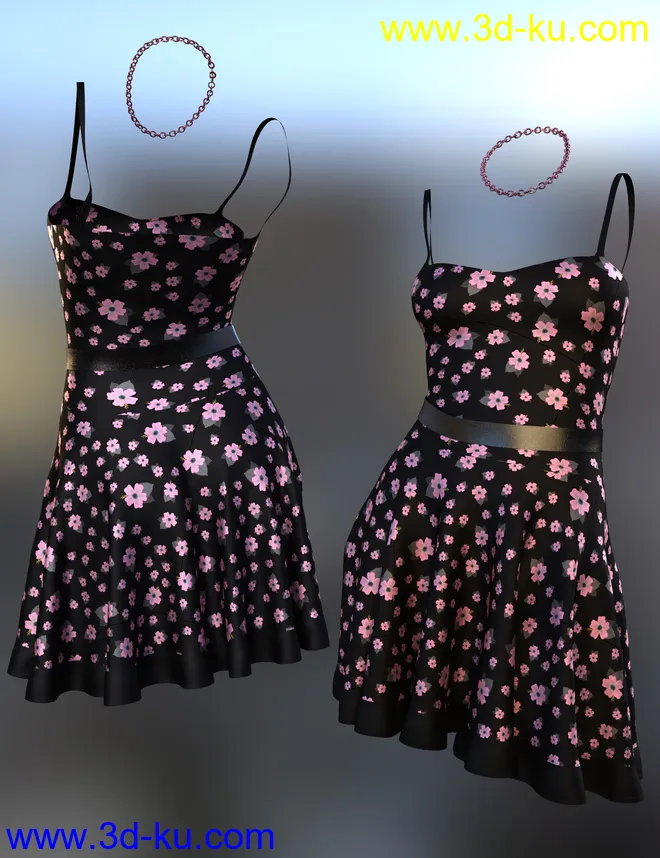 dForce Imka Dress for Genesis 8 Females模型的图片7