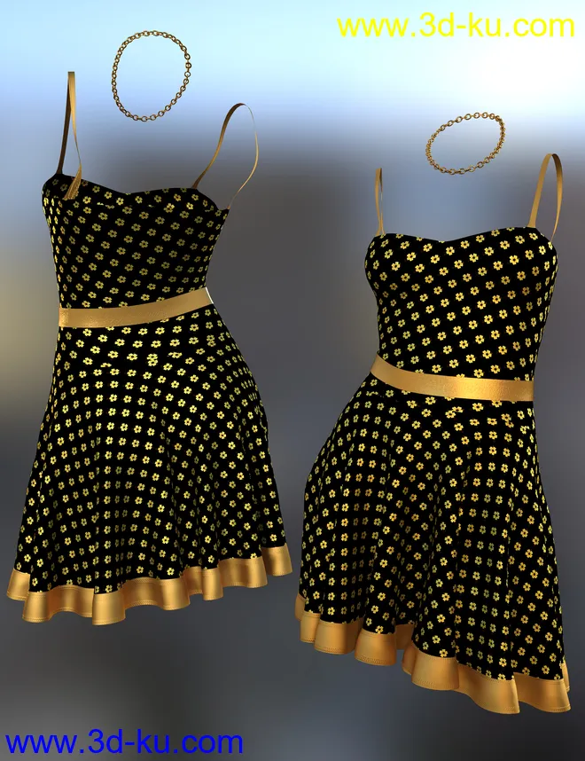 dForce Imka Dress for Genesis 8 Females模型的图片8