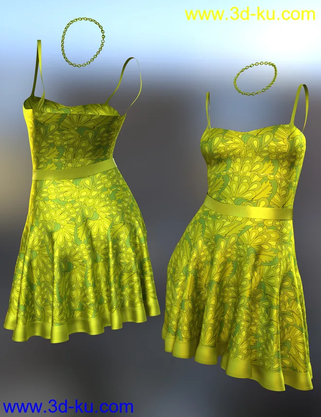 dForce Imka Dress for Genesis 8 Females模型的图片10