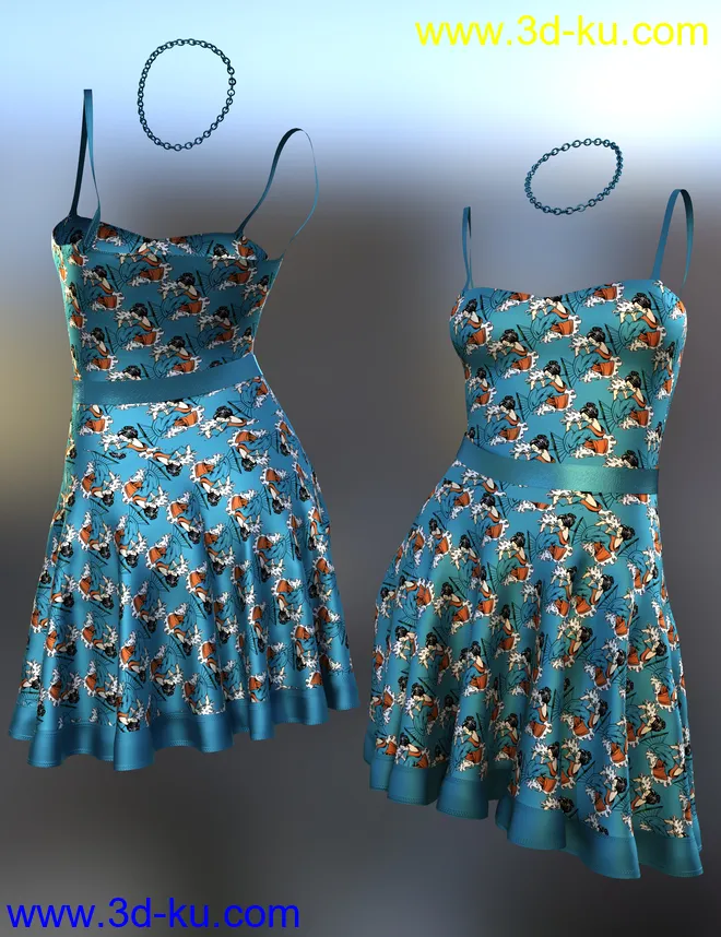 dForce Imka Dress for Genesis 8 Females模型的图片11