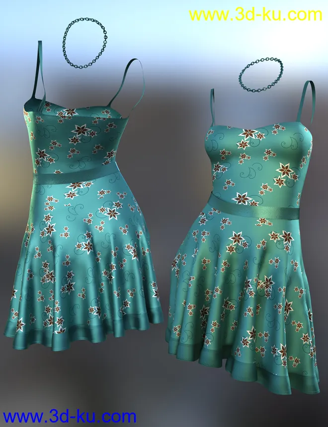 dForce Imka Dress for Genesis 8 Females模型的图片12