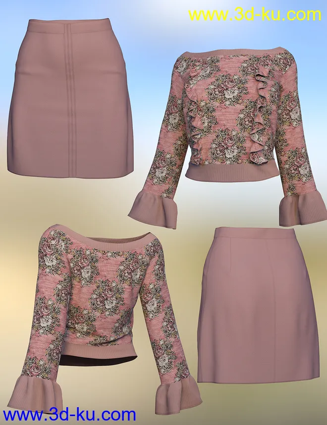 dForce Jenna Outfit for Genesis 8 Females模型的图片3