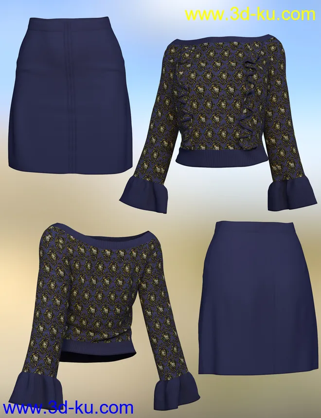 dForce Jenna Outfit for Genesis 8 Females模型的图片9