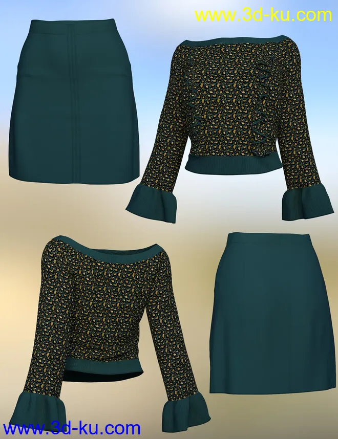 dForce Jenna Outfit for Genesis 8 Females模型的图片10