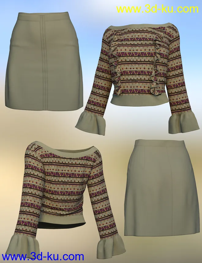 dForce Jenna Outfit for Genesis 8 Females模型的图片12