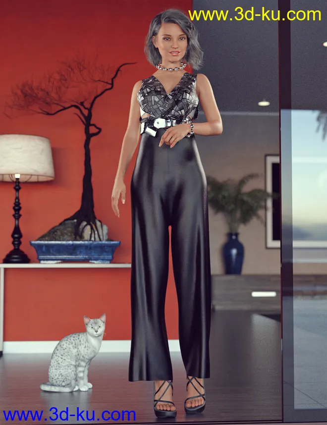 dForce Jumpsuit for Josephene 8 and Genesis 8 Female(s)模型的图片1