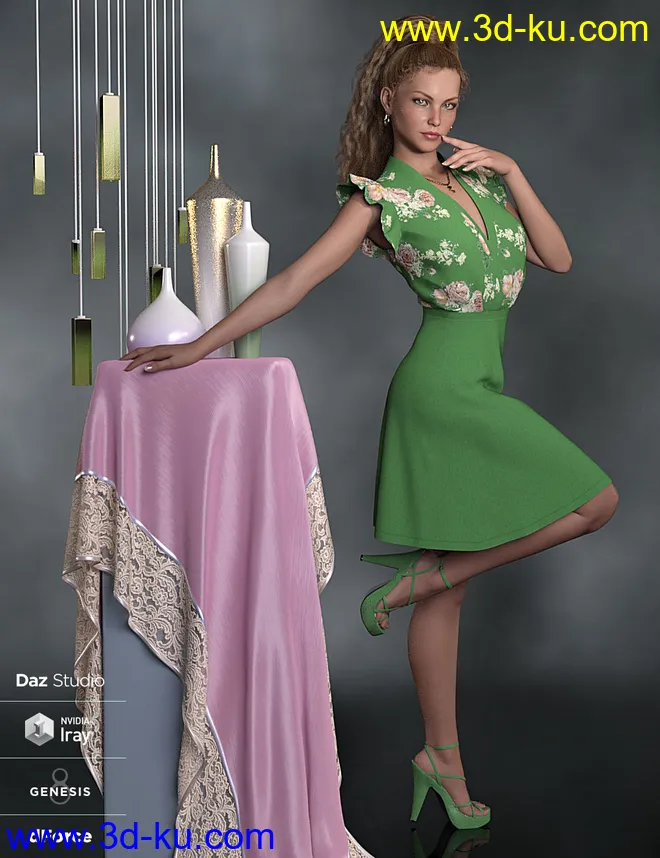 dForce Kadie Outfit for Genesis 8 Female(s)模型的图片3