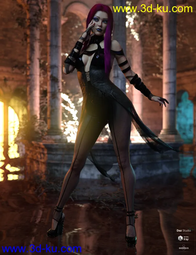 dForce Khandy Outfit for Genesis 8 Females模型的图片4