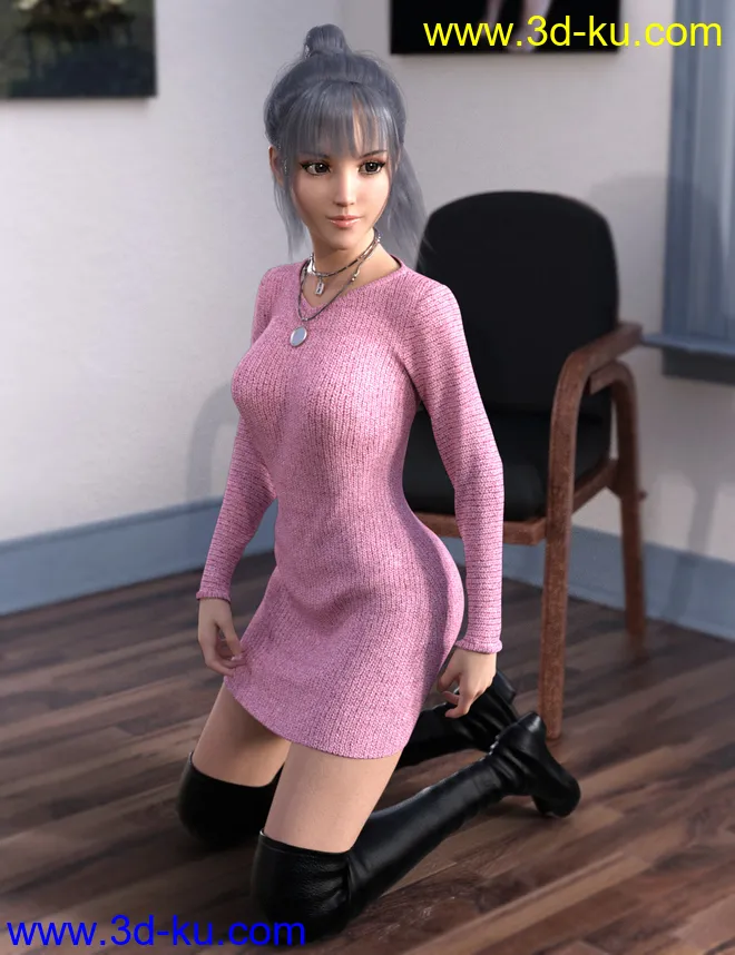 dForce Knit One Piece Outfit for Genesis 8 Females模型的图片1