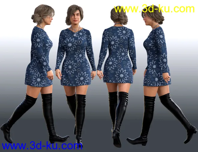 dForce Knit One Piece Outfit for Genesis 8 Females模型的图片3