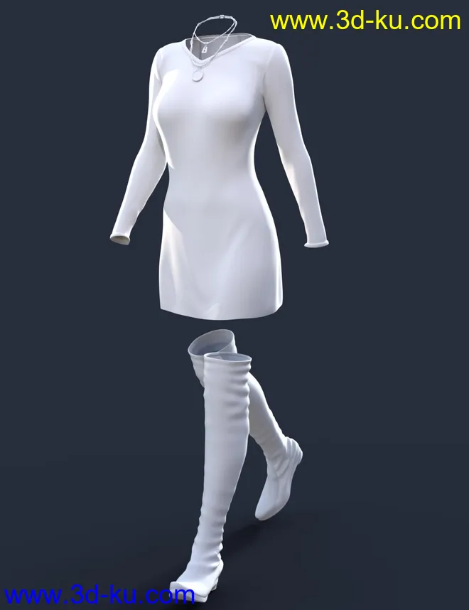 dForce Knit One Piece Outfit for Genesis 8 Females模型的图片5