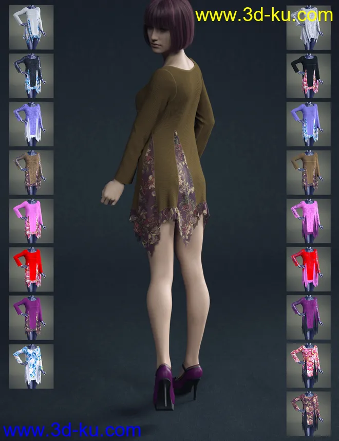 dForce Lace Blouse Outfit for Genesis 8 Female(s)模型的图片1