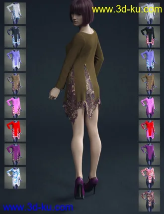 3D打印模型dForce Lace Blouse Outfit for Genesis 8 Female(s)的图片