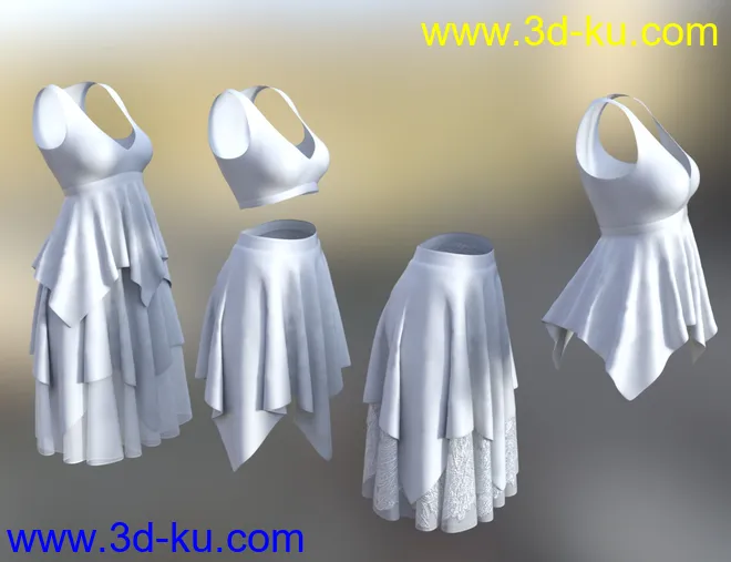 dForce Layered Skirt Outfit for Genesis 8 Female(s)模型的图片6