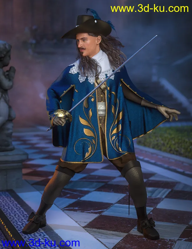 dForce Le Mousquetaire For Genesis 8 Male(s)模型的图片2