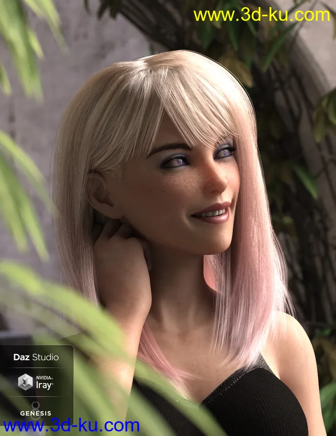 dForce Lexi Hair for Genesis 8 Females模型的图片2