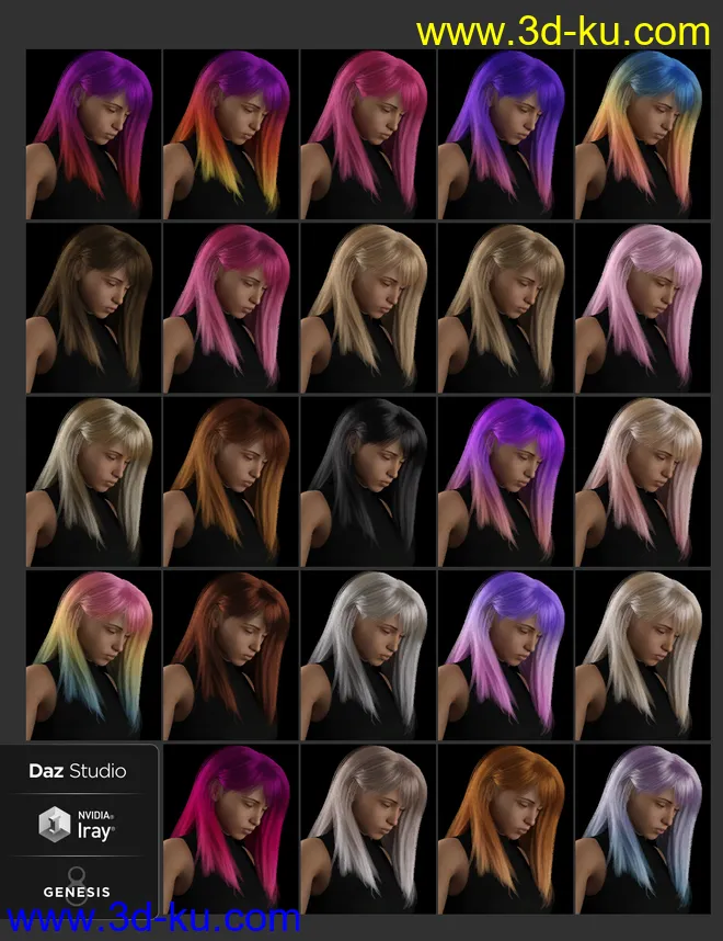 dForce Lexi Hair for Genesis 8 Females模型的图片10