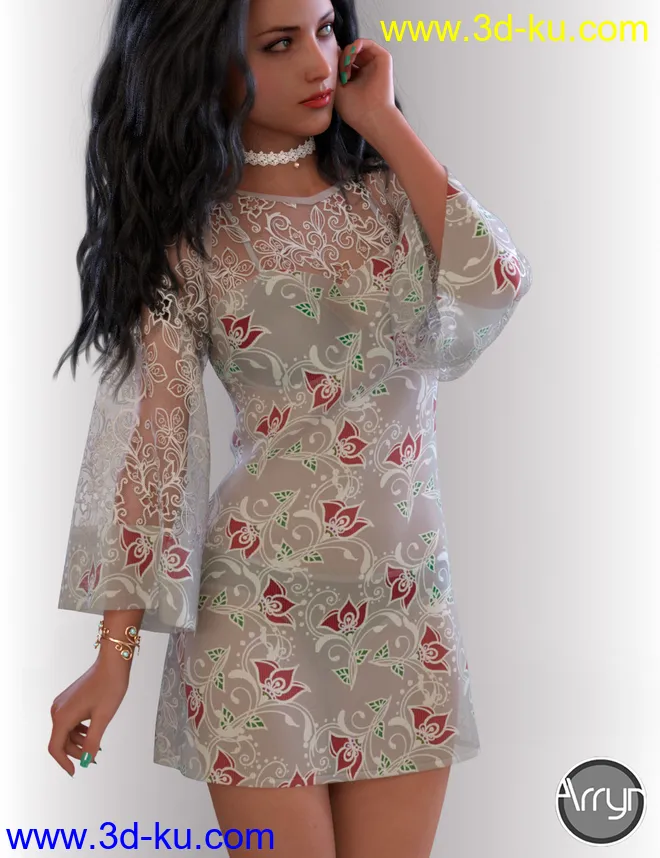 dForce Lily Holiday Outfit for Genesis 8 Female(s)模型的图片3