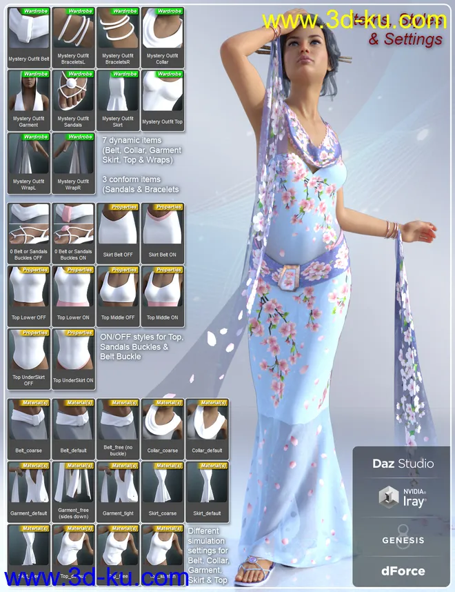 dForce Mystery Outfit and Accessories for Genesis 8 Female(s)模型的图片2