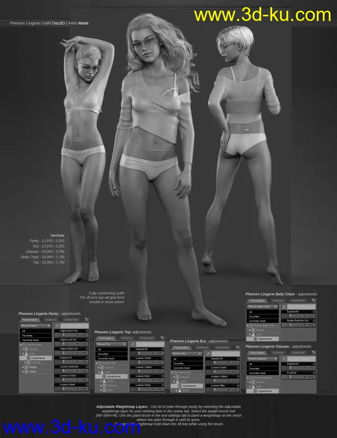 dForce Phenom Lingerie for Genesis 8.1 Females模型的图片3