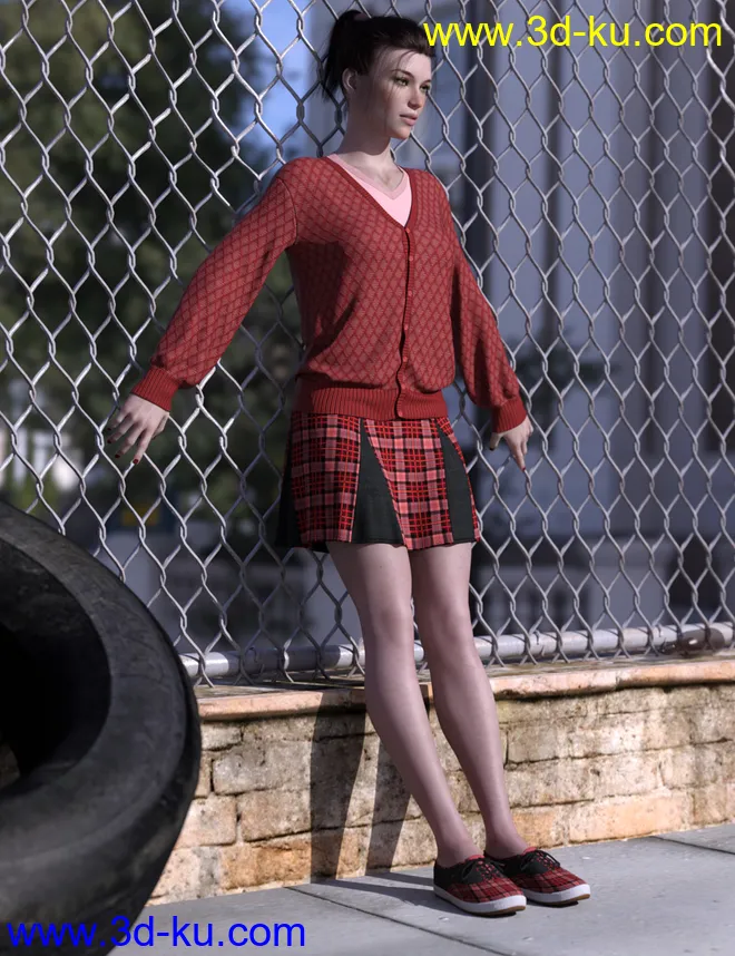 dForce Preppy Girl Outfit for Genesis 8 Females模型的图片4