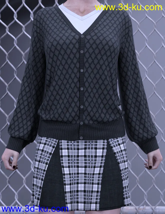 dForce Preppy Girl Outfit for Genesis 8 Females模型的图片7