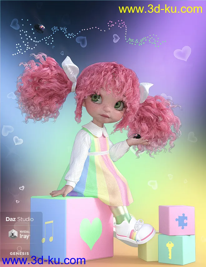 dForce Rainboo Dress for Genesis 8 Females模型的图片6