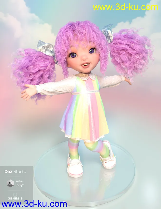 dForce Rainboo Dress for Genesis 8 Females模型的图片7