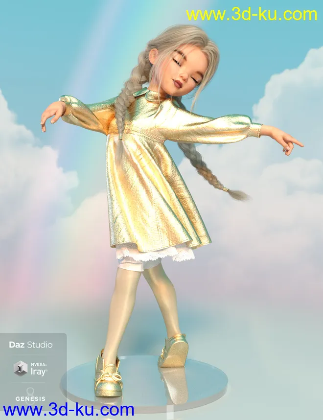 dForce Rainboo Dress for Genesis 8 Females模型的图片11