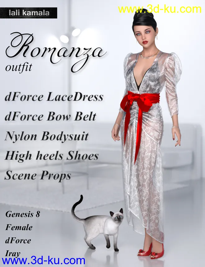 dForce Romanza Outfit for Genesis 8 Female(s)模型的图片1